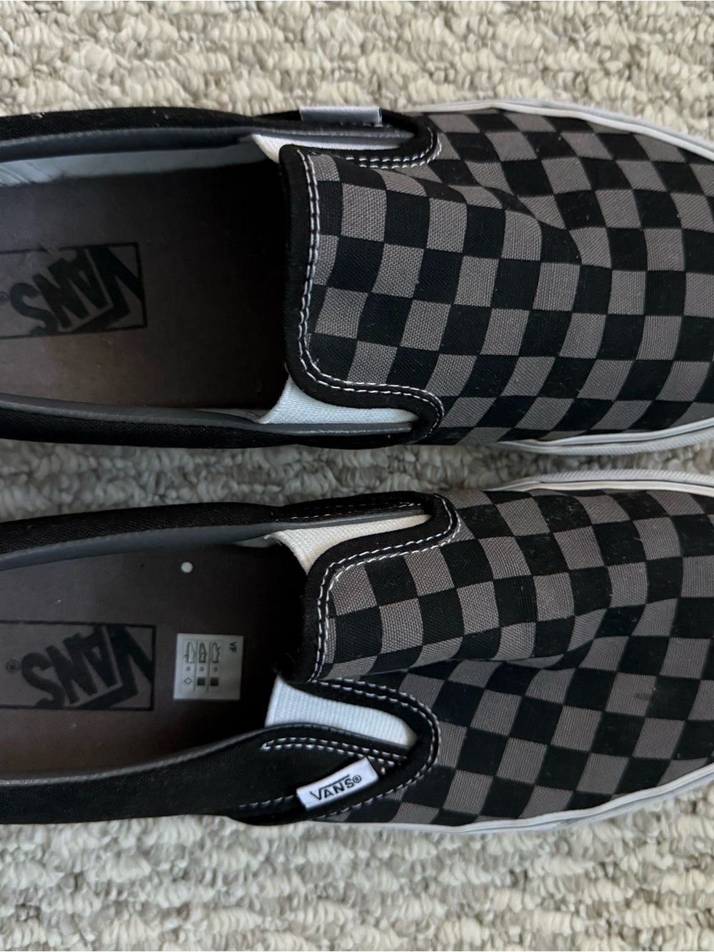 Vans Black and Gray Checkerboard Slip-On Loafers